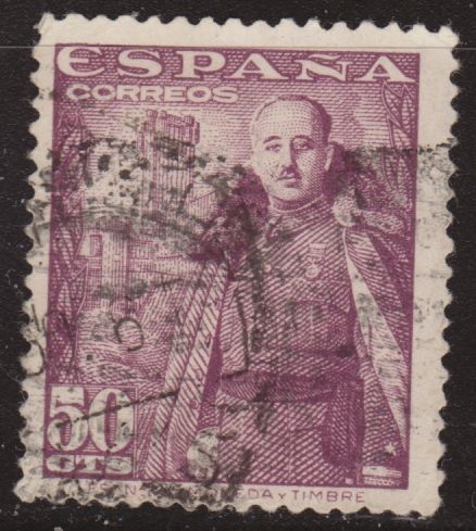 España 1948 Edifil 1029 Sello º General Francisco Franco Bahamonde (1892-1975) y Castillo de la Mota 50c Spain Stamps Timbre Espagne Briefmarke Spanien Francobolli Spagna Postimerkkejä Espanja Postzegels Spanje